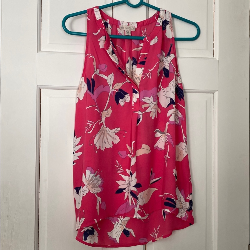 Knox Rose Floral Sleeveless Blouse - Pink and White